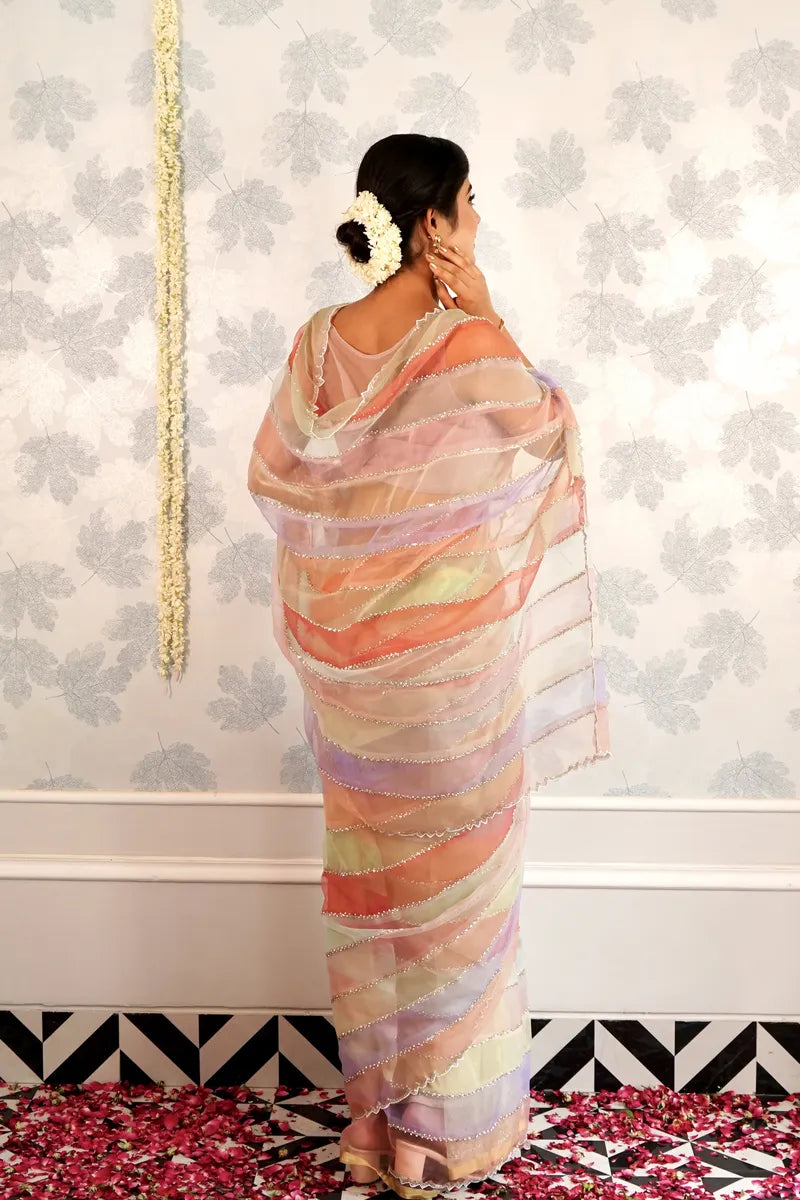 MULTICOLOR TISSUE SILK SAREE