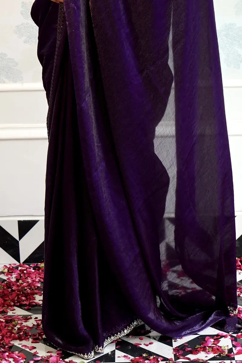 PURPLE COLOR CREPE SILK SAREE