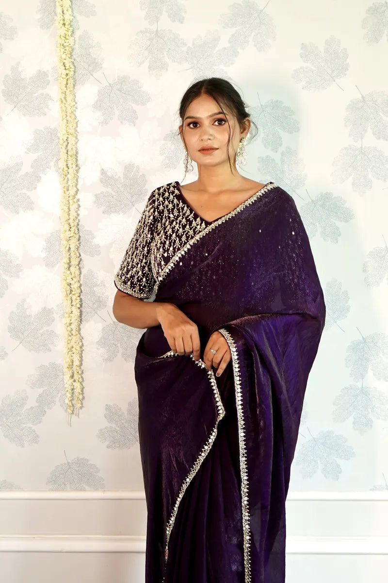 PURPLE COLOR CREPE SILK SAREE