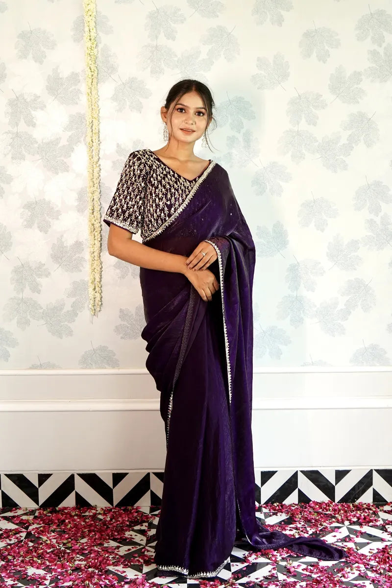 PURPLE COLOR CREPE SILK SAREE
