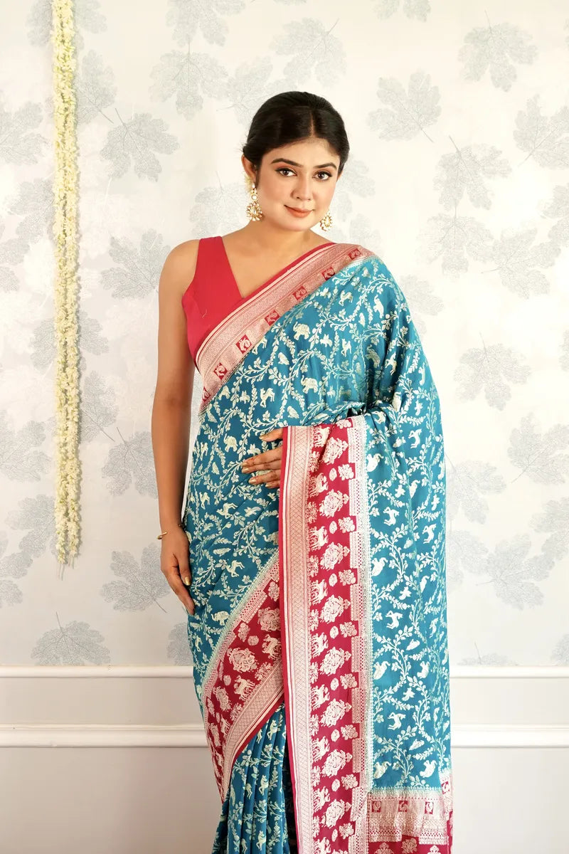 CEYAN COLOR PURE HANDLOOM KHADDI SILK SAREE