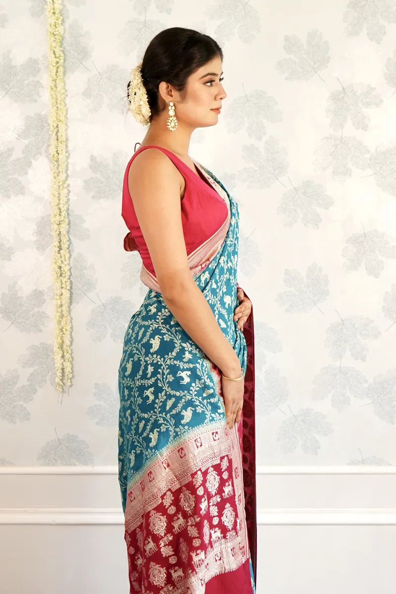CEYAN COLOR PURE HANDLOOM KHADDI SILK SAREE