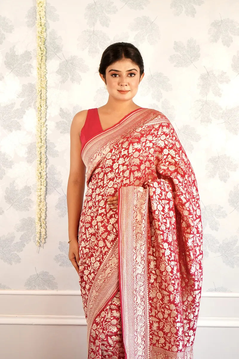 PINK COLOR PURE HANDLOOM KHADDI SILK SAREE