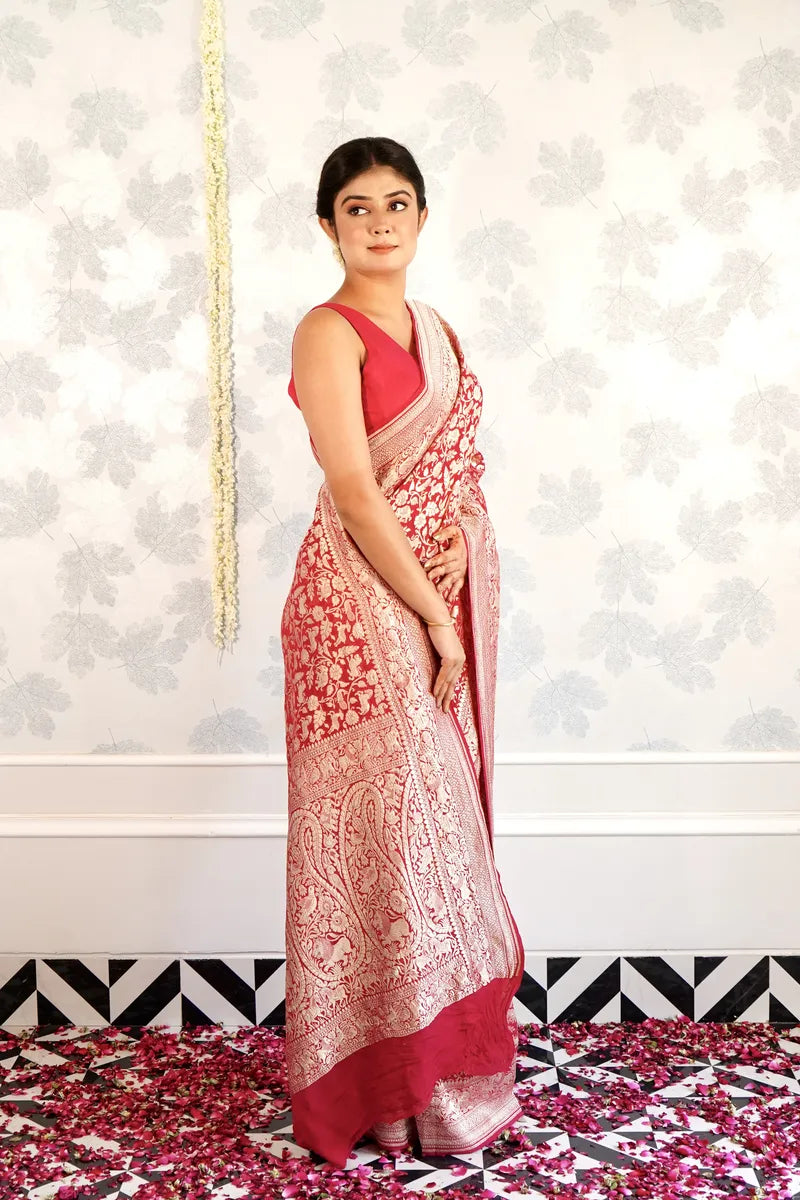 PINK COLOR PURE HANDLOOM KHADDI SILK SAREE