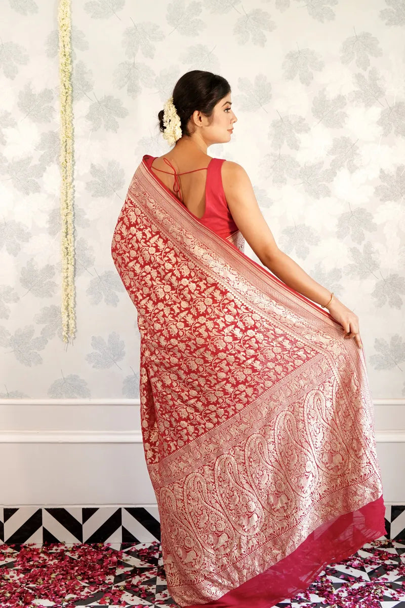 PINK COLOR PURE HANDLOOM KHADDI SILK SAREE
