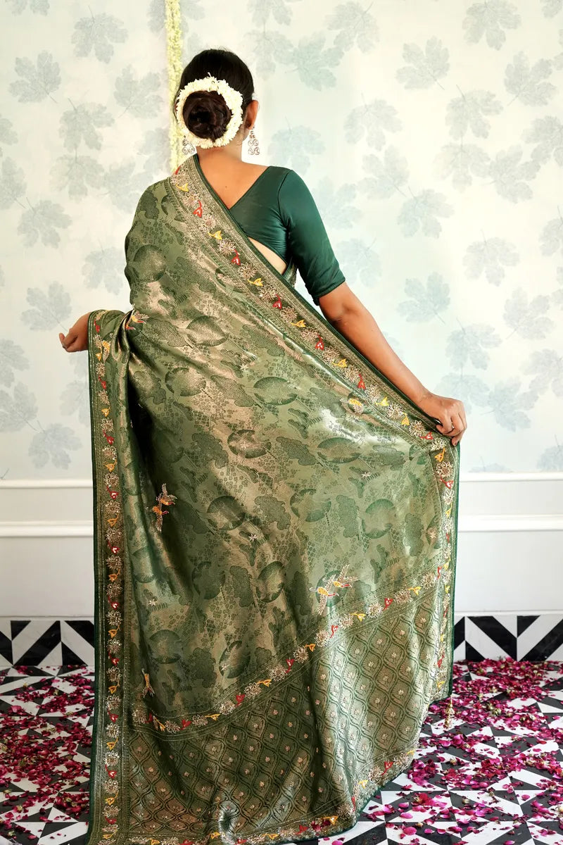 GREEN COLOR PURE BANDHANI SAREE