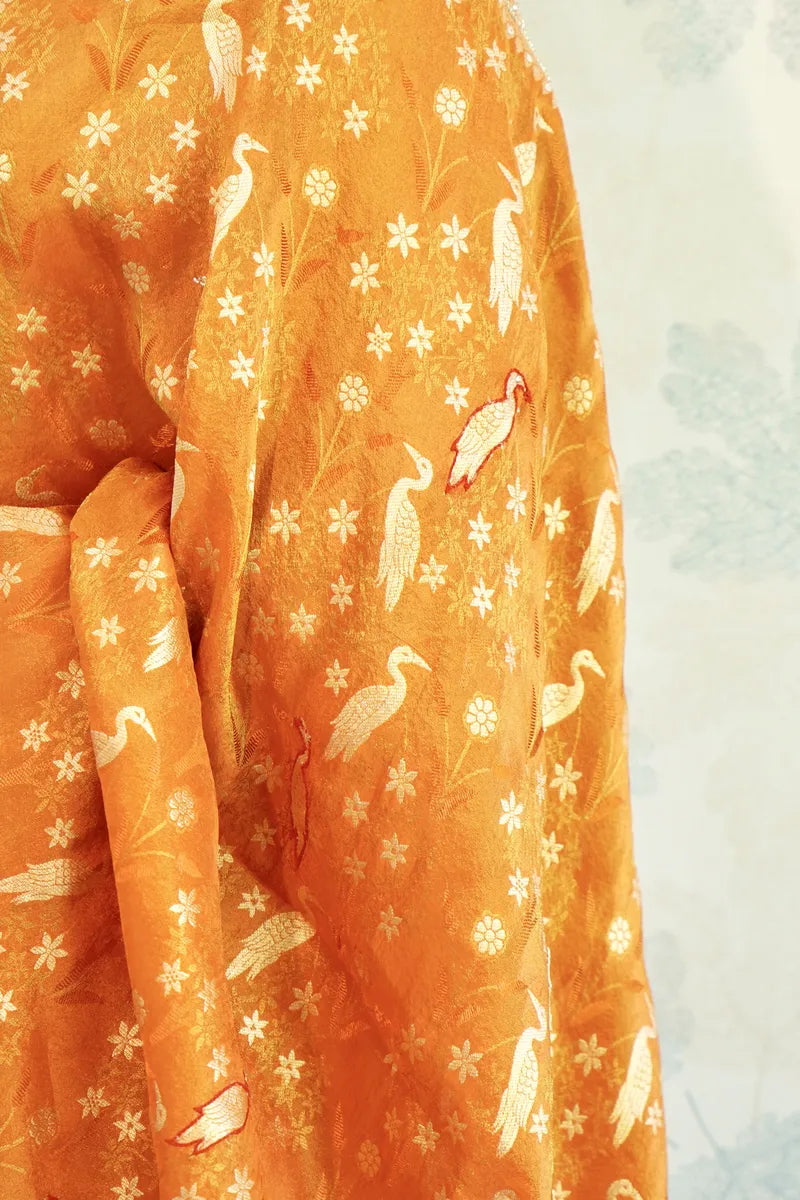 MUSTARD YELLOW COLOR CREPE SILK SAREE