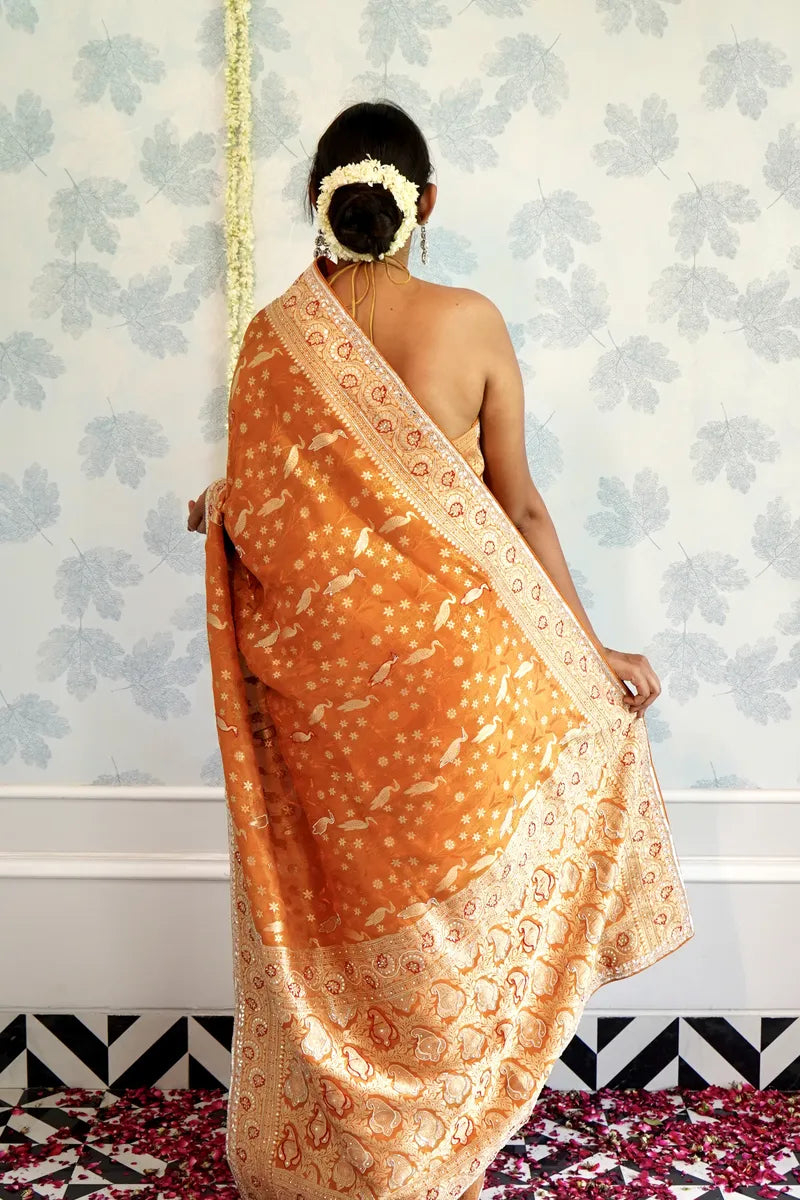MUSTARD YELLOW COLOR CREPE SILK SAREE