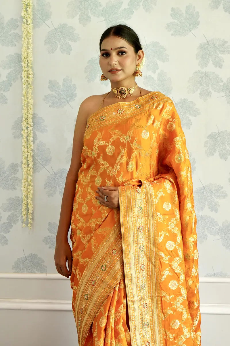 YELLOW COLOR CREPE SILK SAREE
