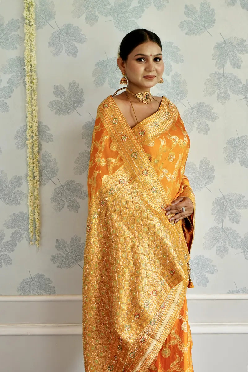 YELLOW COLOR CREPE SILK SAREE