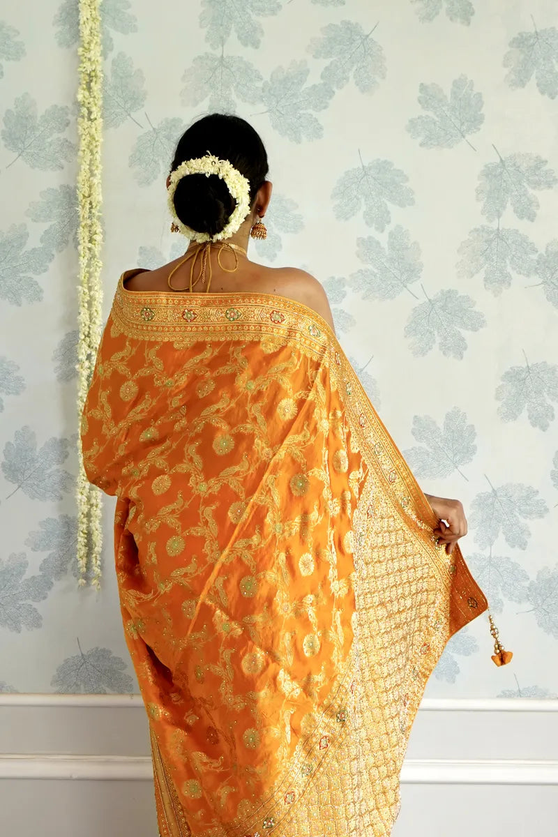 YELLOW COLOR CREPE SILK SAREE