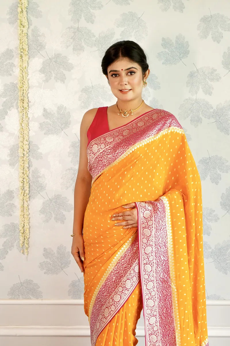 YELLOW COLOR PURE HANDLOOM KHADDI SILK SAREE