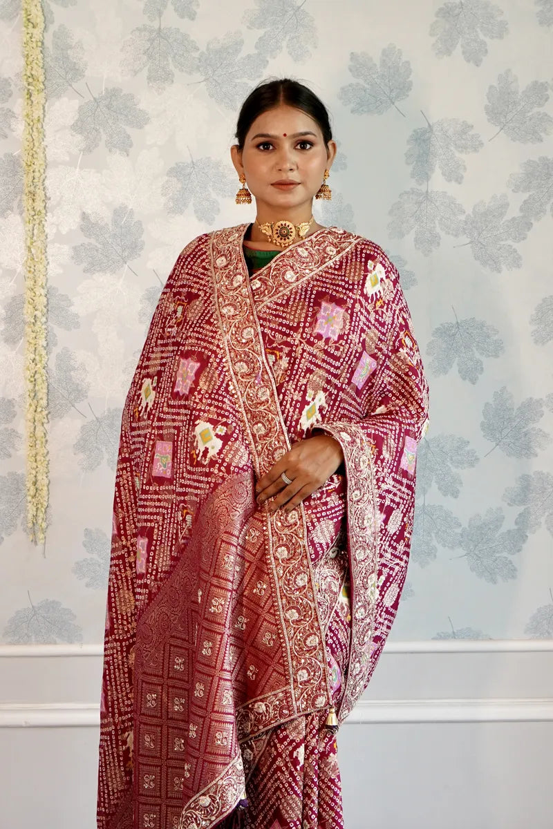 MAGENTA COLOR CREPE SILK SAREE