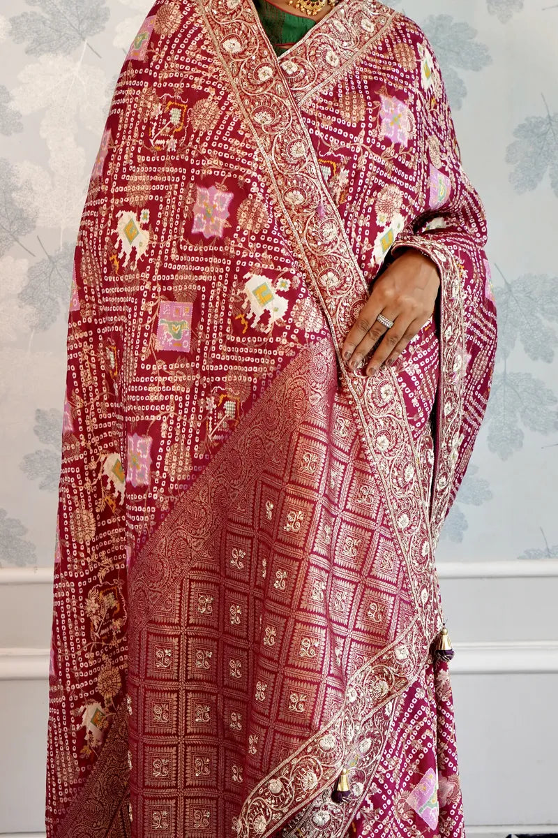 MAGENTA COLOR CREPE SILK SAREE