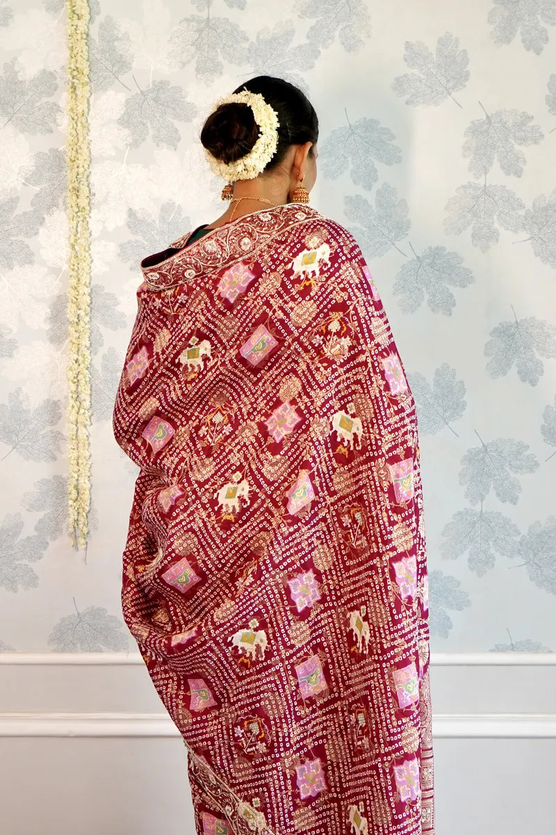 MAGENTA COLOR CREPE SILK SAREE
