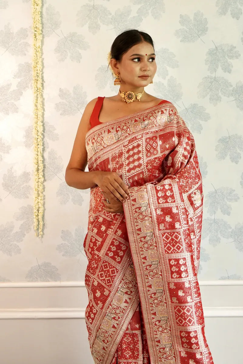 RED COLOR CREPE SILK SAREE