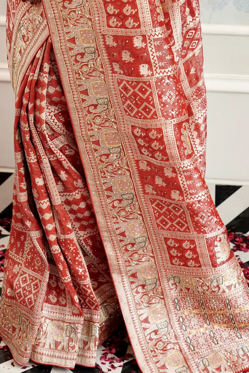 RED COLOR CREPE SILK SAREE