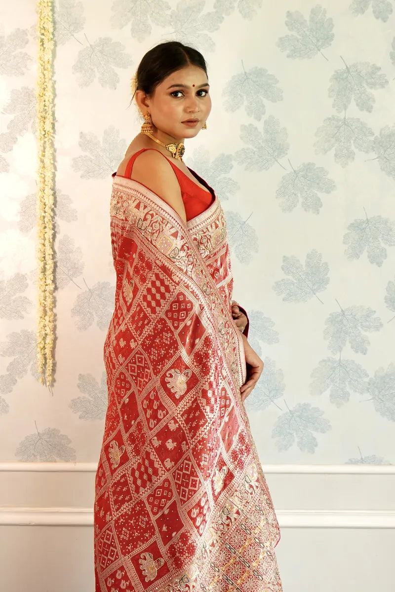 RED COLOR CREPE SILK SAREE