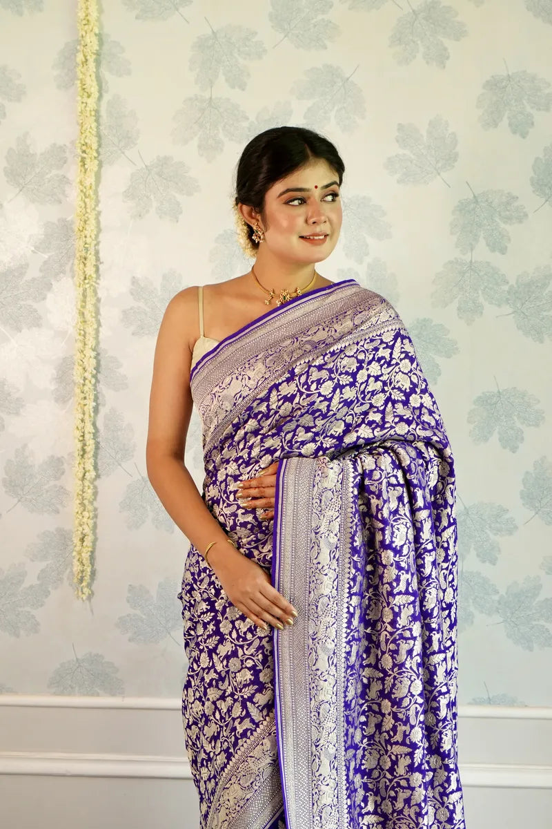 VOILET COLOR PURE HANDLOOM KHADDI SILK SAREE