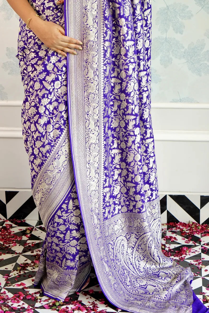 VOILET COLOR PURE HANDLOOM KHADDI SILK SAREE