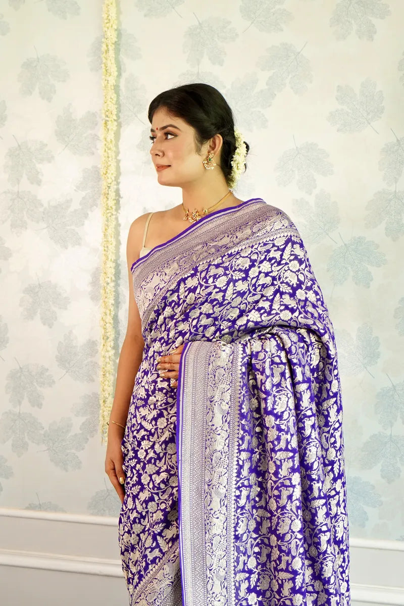 VOILET COLOR PURE HANDLOOM KHADDI SILK SAREE