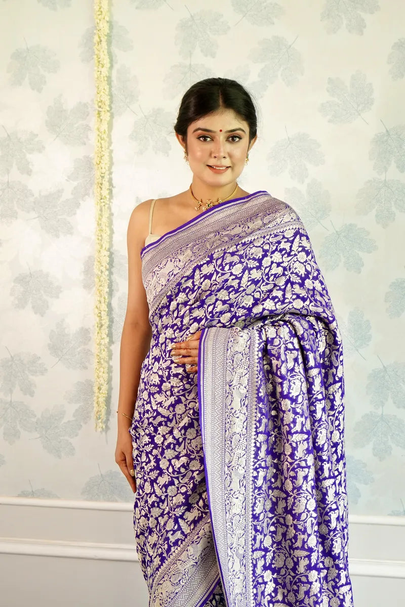 VOILET COLOR PURE HANDLOOM KHADDI SILK SAREE