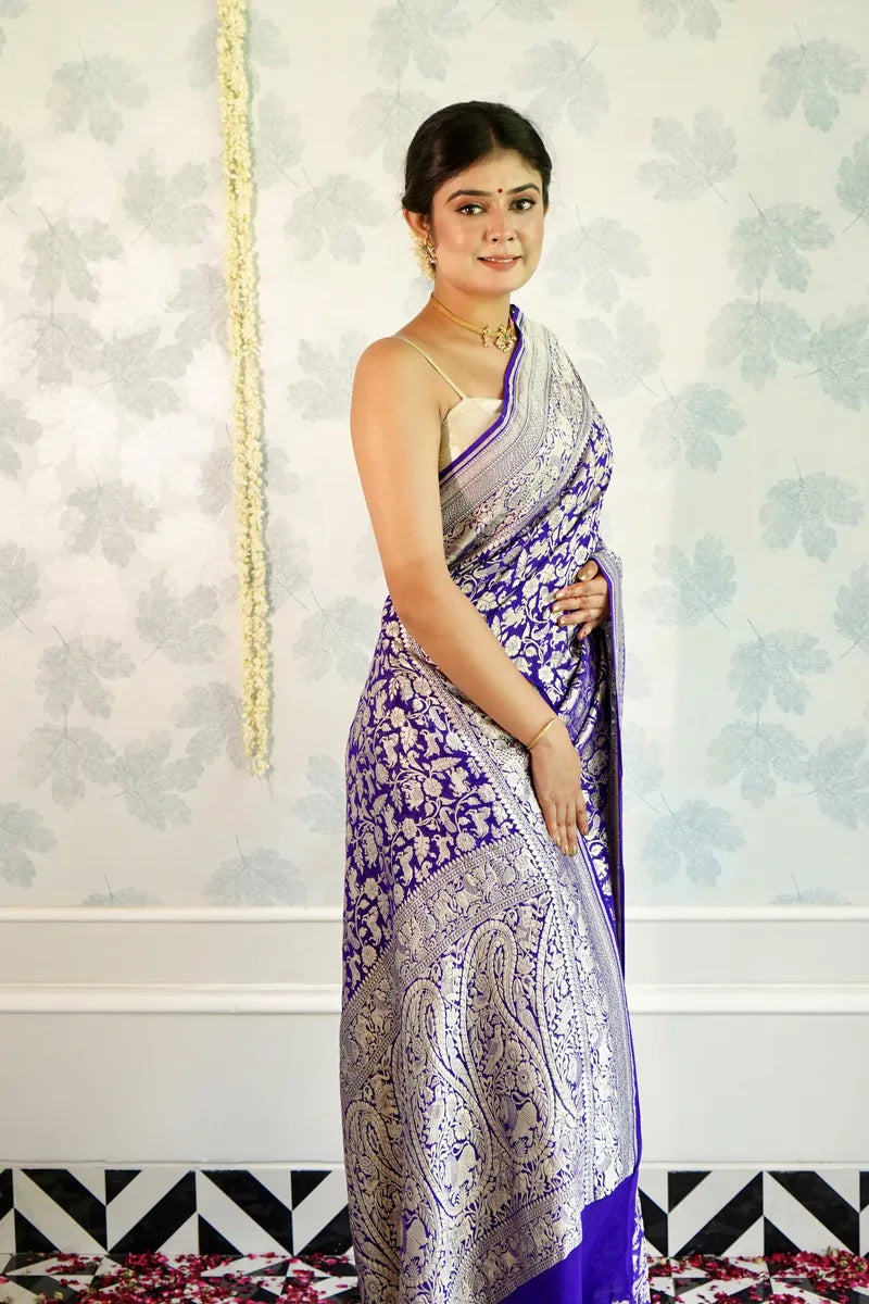 VOILET COLOR PURE HANDLOOM KHADDI SILK SAREE