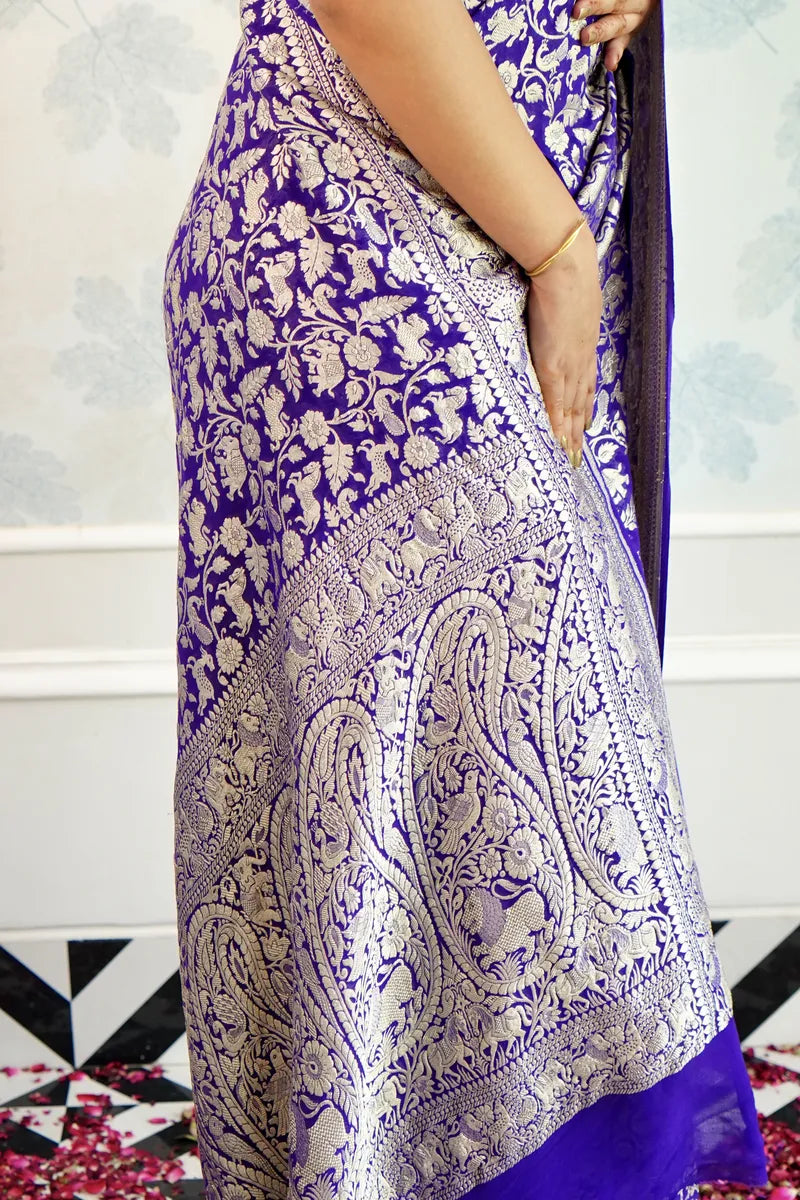 VOILET COLOR PURE HANDLOOM KHADDI SILK SAREE