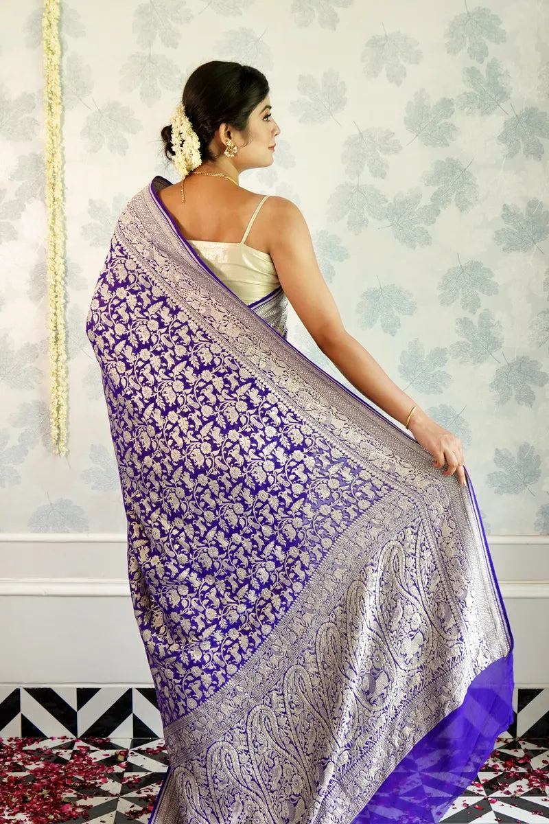 VOILET COLOR PURE HANDLOOM KHADDI SILK SAREE