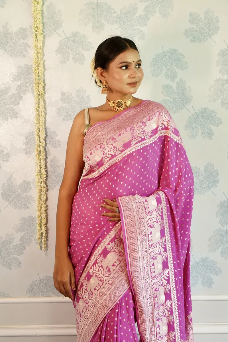 PINK COLOR PURE HANDLOOM KHADDI SILK SAREE