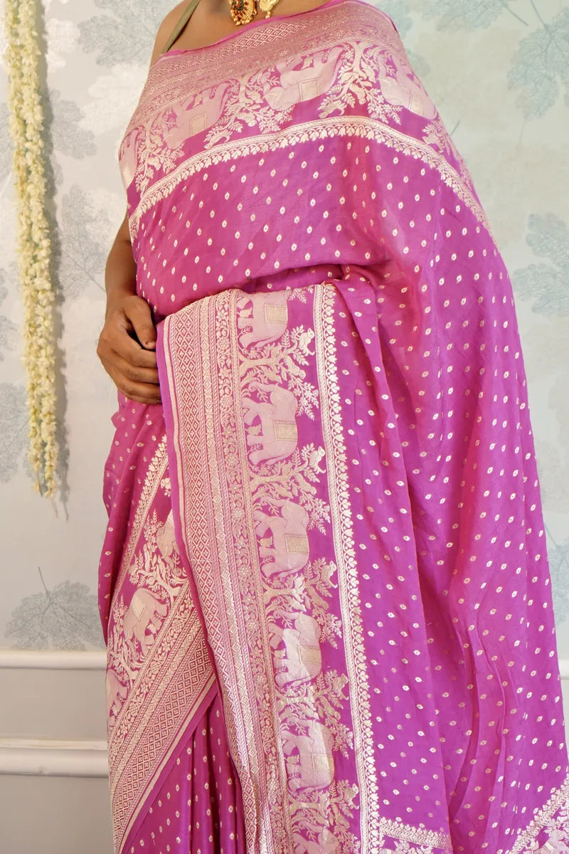 PINK COLOR PURE HANDLOOM KHADDI SILK SAREE