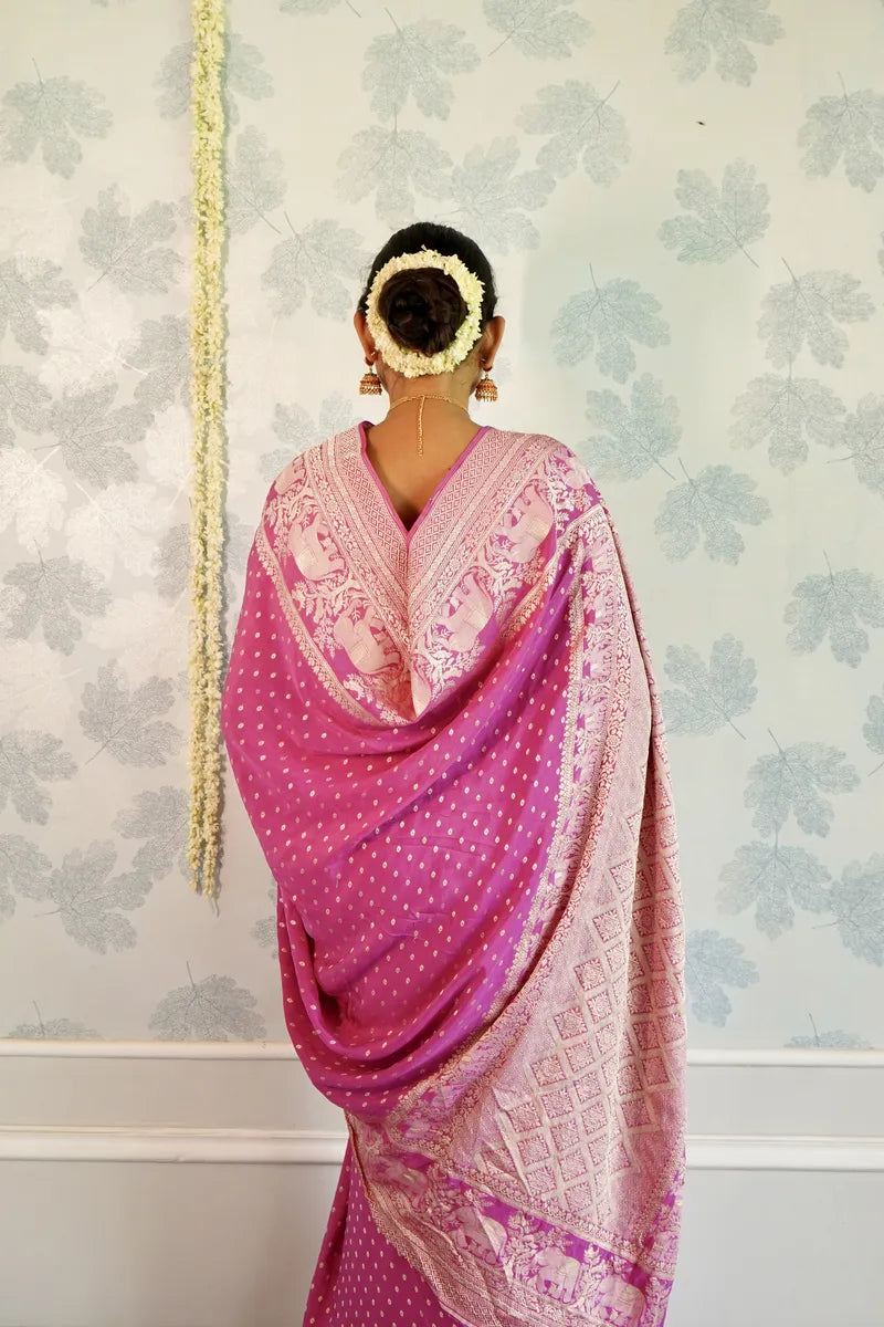 PINK COLOR PURE HANDLOOM KHADDI SILK SAREE