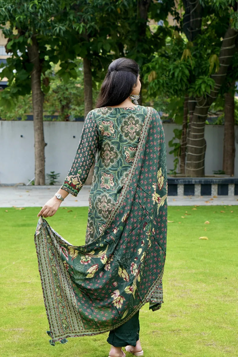 GREEN COLOR FLORAL PRINTED KURTI SETS
