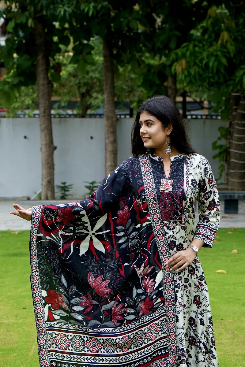 OFF WHITE COLOR FLORAL PRINTED KURTI SETS