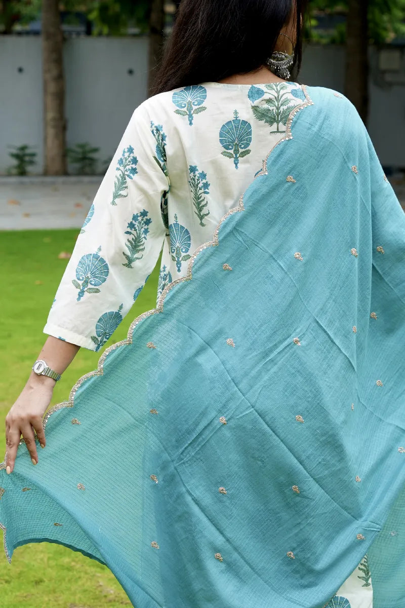 COTTON OFF WHITE COLOR PRINTED KURTI SETS