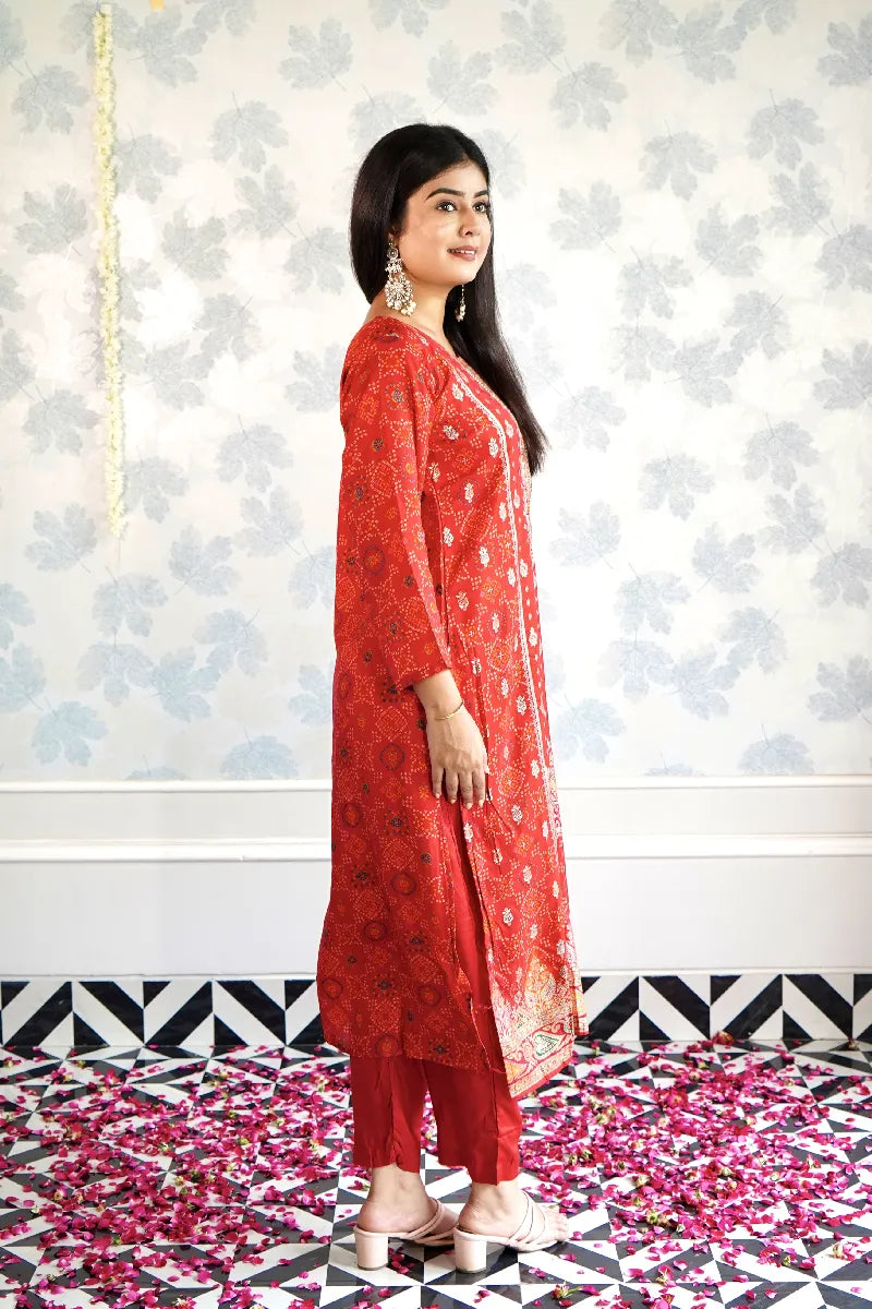 TRADITIONAL RED BANARASI READYMADE SUIT