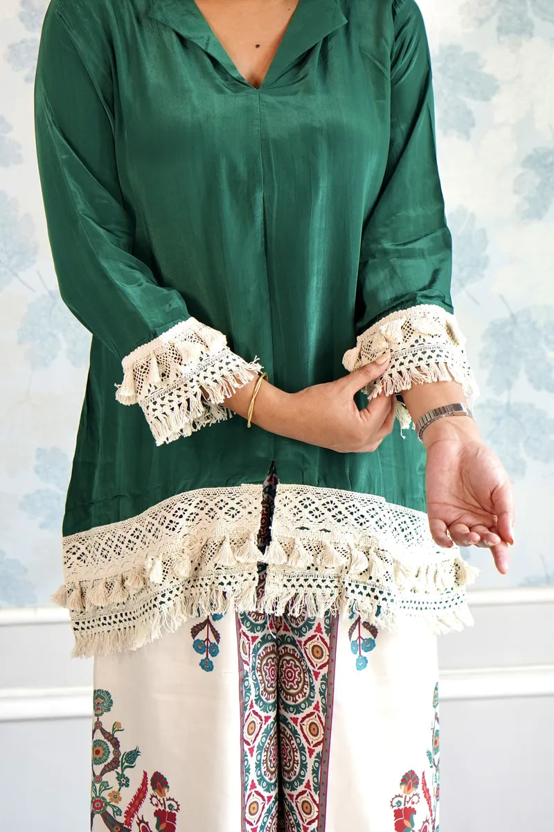 GREEN GLAM TASSEL-EDGE CO-ORD