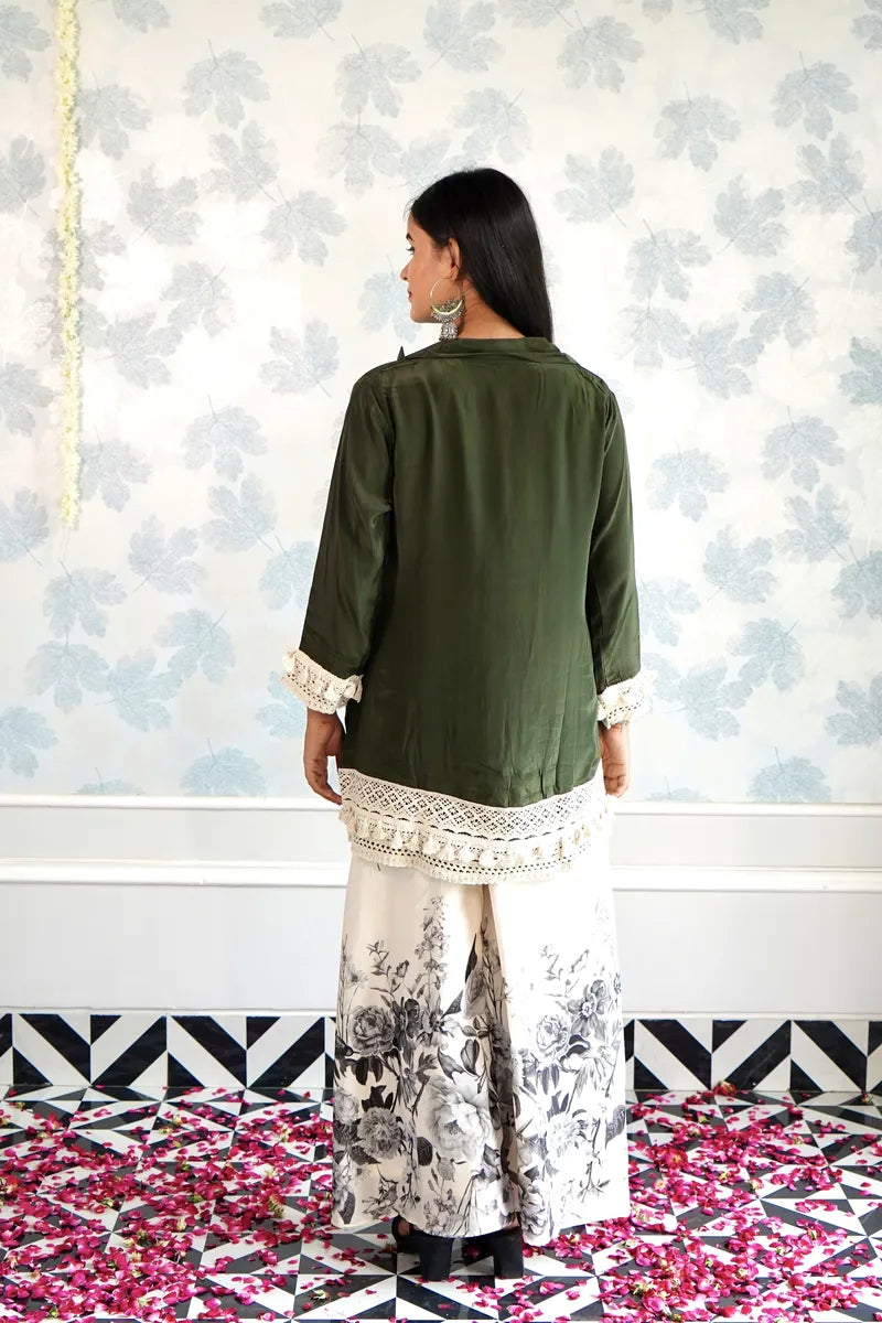 GREEN SERENITY FLORAL PALAZZO CORD SET