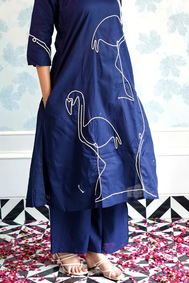 FLAMINGO GRACE: MIDNIGHT BLUE CO-ORD SET"