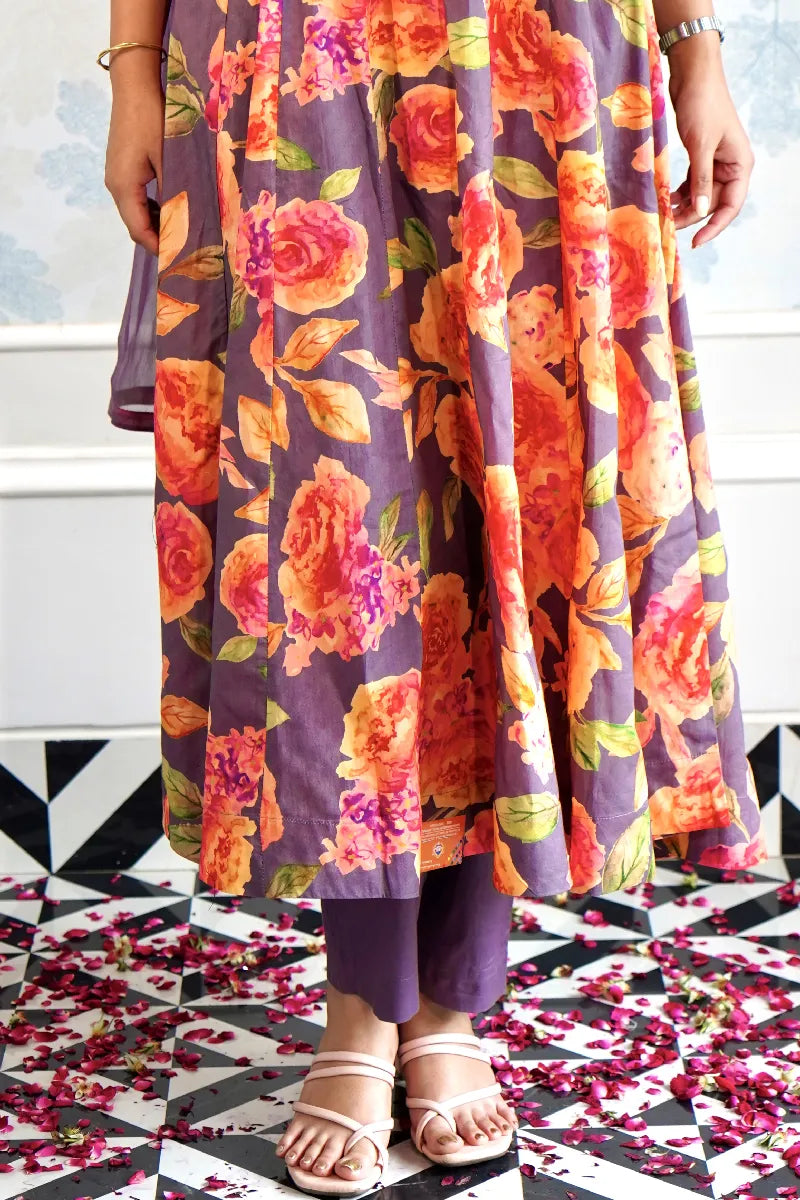 ANAARKALI LAVENDOR COLOR FLORAL SUIT SET