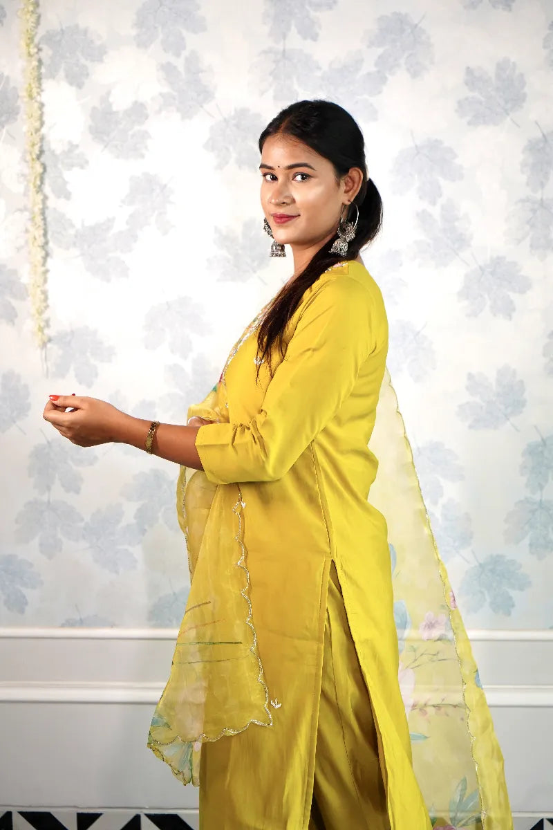 AMBER AURA - CLASSIC YELLOW SILK SUIT SET
