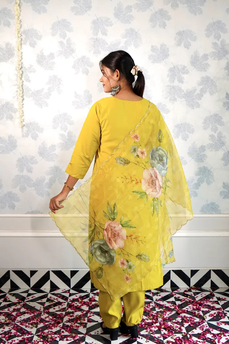 AMBER AURA - CLASSIC YELLOW SILK SUIT SET