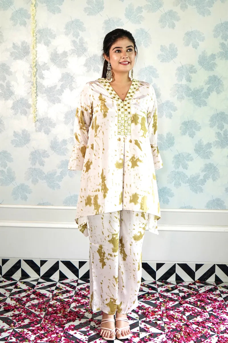 GOLDEN MIST: MIRROR WORK CO-ORD ELEGANCE"