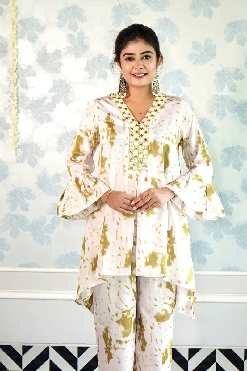 GOLDEN MIST: MIRROR WORK CO-ORD ELEGANCE"