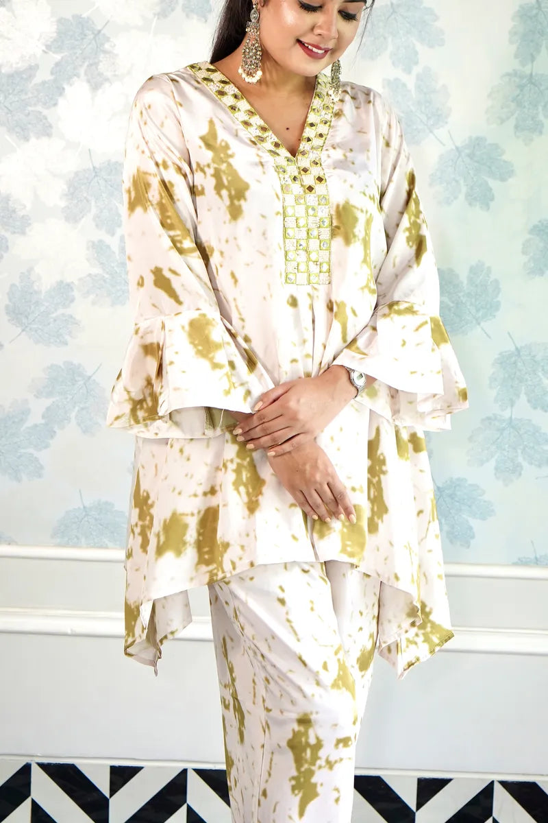 GOLDEN MIST: MIRROR WORK CO-ORD ELEGANCE"