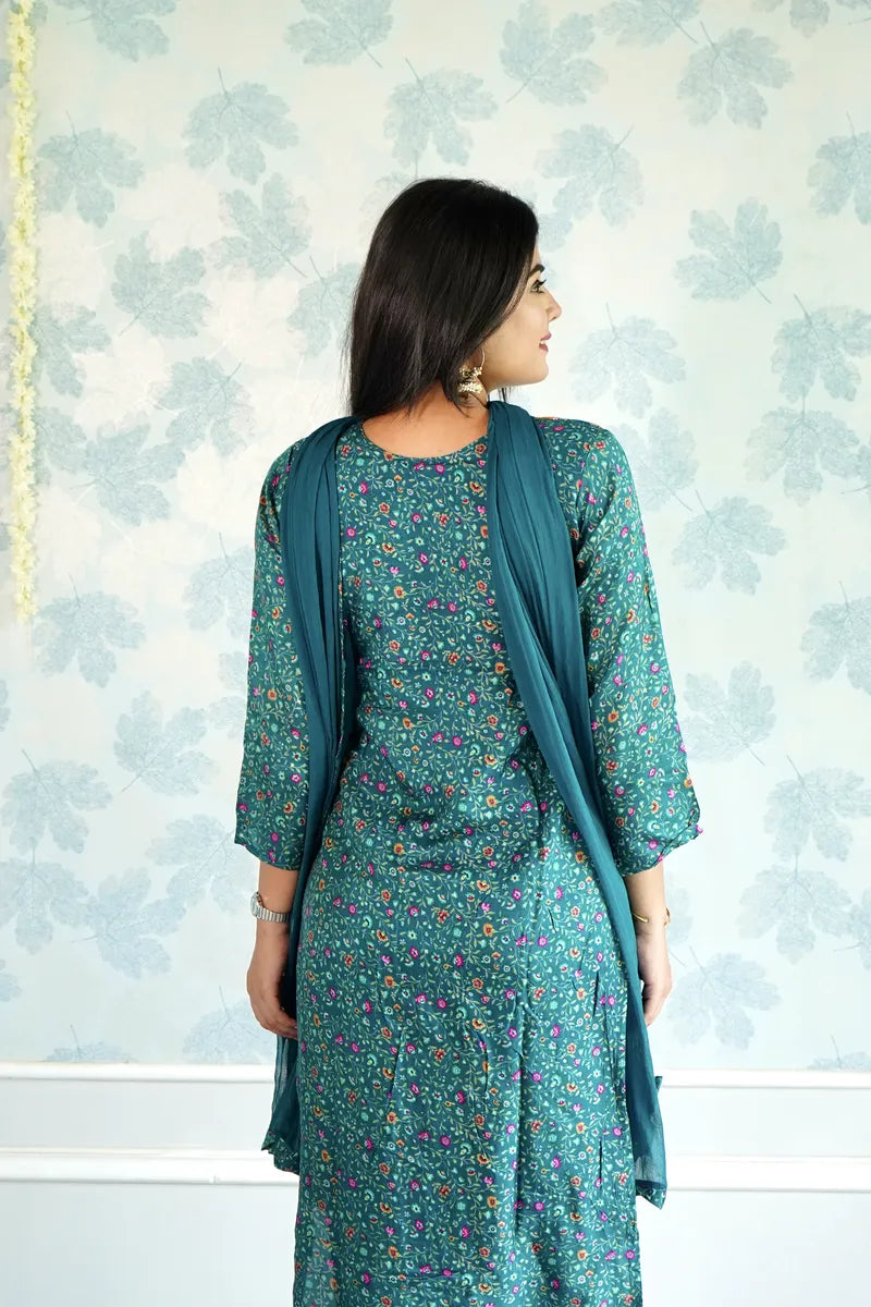 "THE ROYAL EDIT – BANARASI SILK SUIT WITH ORNATE DETAILING"