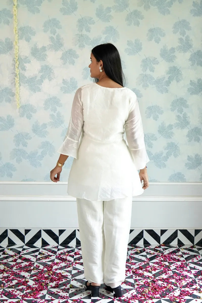 IVORY ELEGANCE LAYERED CORD SET WITH PEARL EMBELLISHMENTS