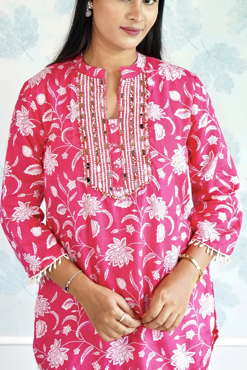 BLUSH BLOOM: PINK FLORAL PRINTED CO-ORD SET