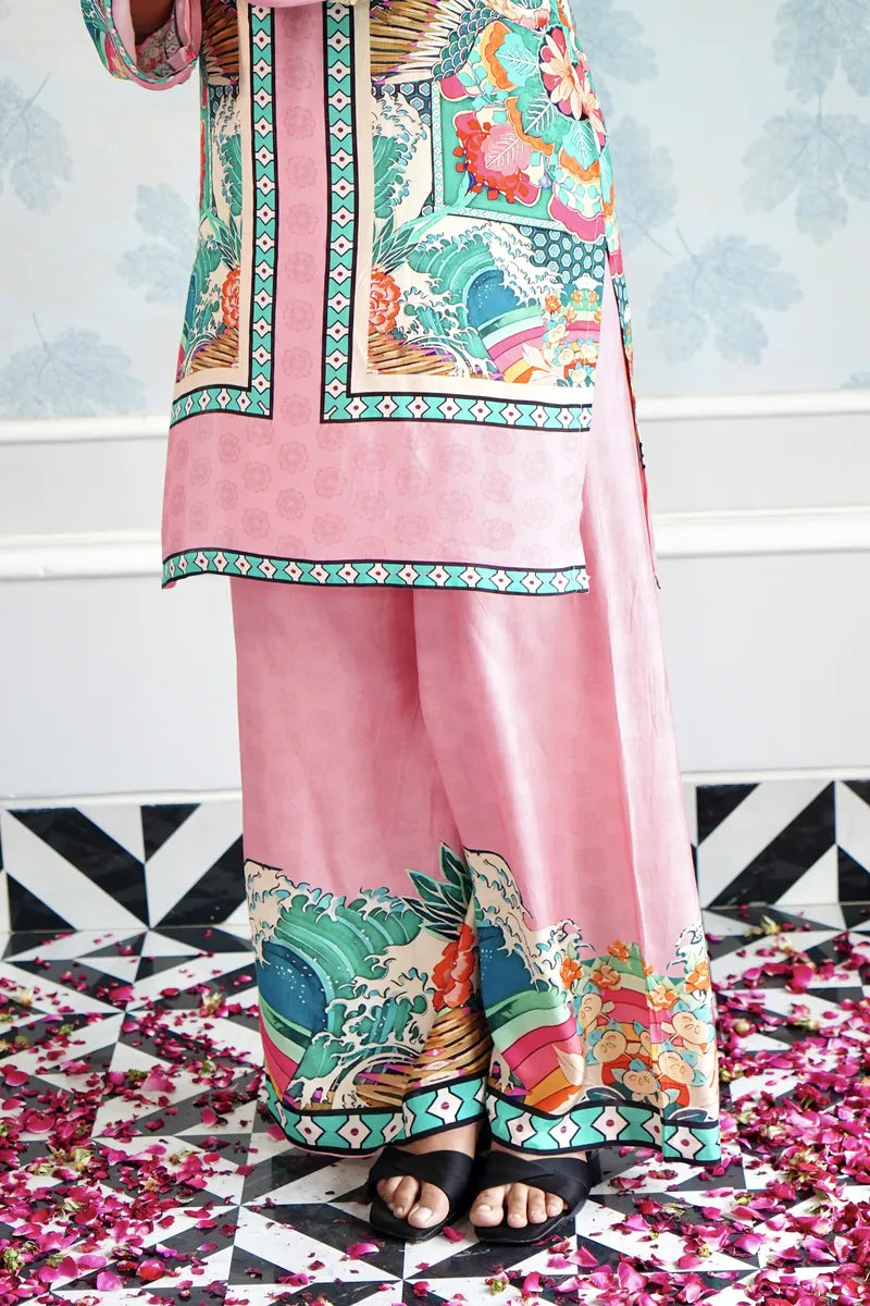 "TROPICAL BLOOM: VIBRANT PINK PRINTED CO-ORD SET"