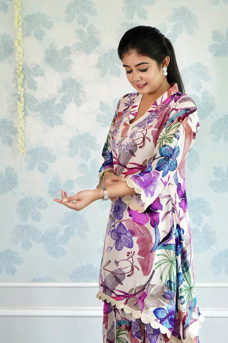 "BLOOMING GRACE – FLORAL PRINT FESTIVE CORD SET"
